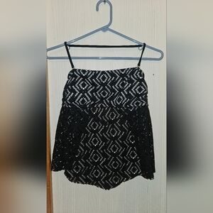 Black and White Patterned Swim Top